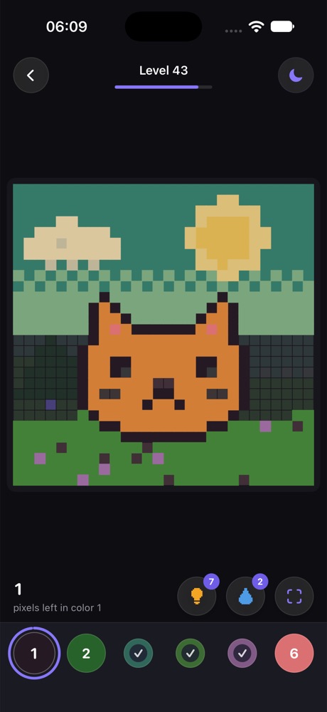 Coloring a pixel picture in dark mode